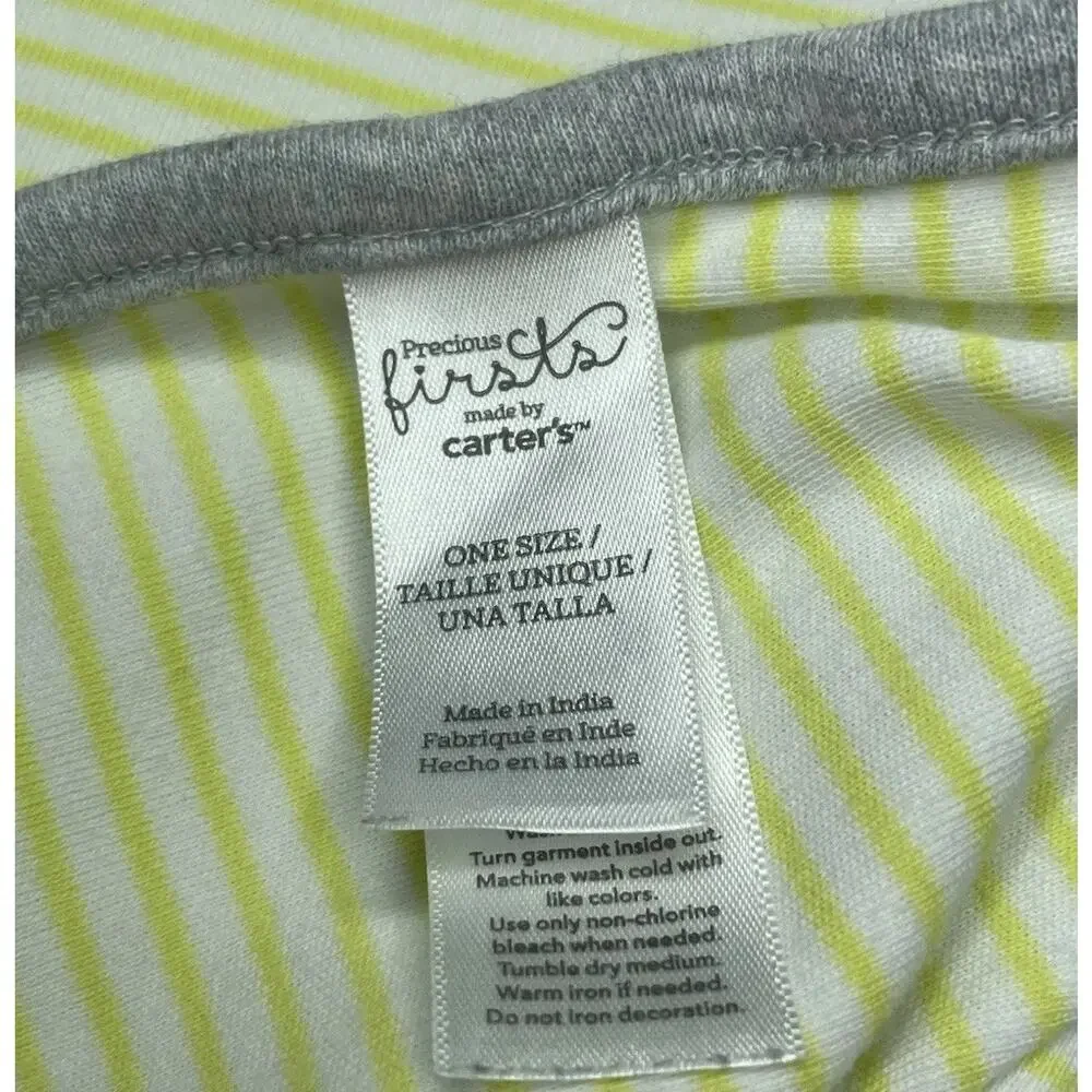 Carters Precious Firsts Lime Green Baby Blanket Swaddle Cotton Stretch Knit READ